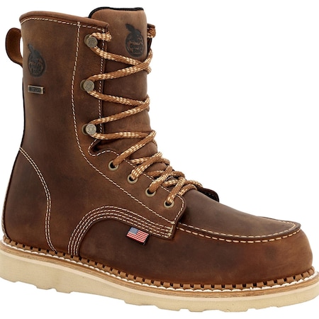 Georgia Boot Waterproof Wedge Work Boot, 7 W, 8 in Height, Brown GB00532  W  070